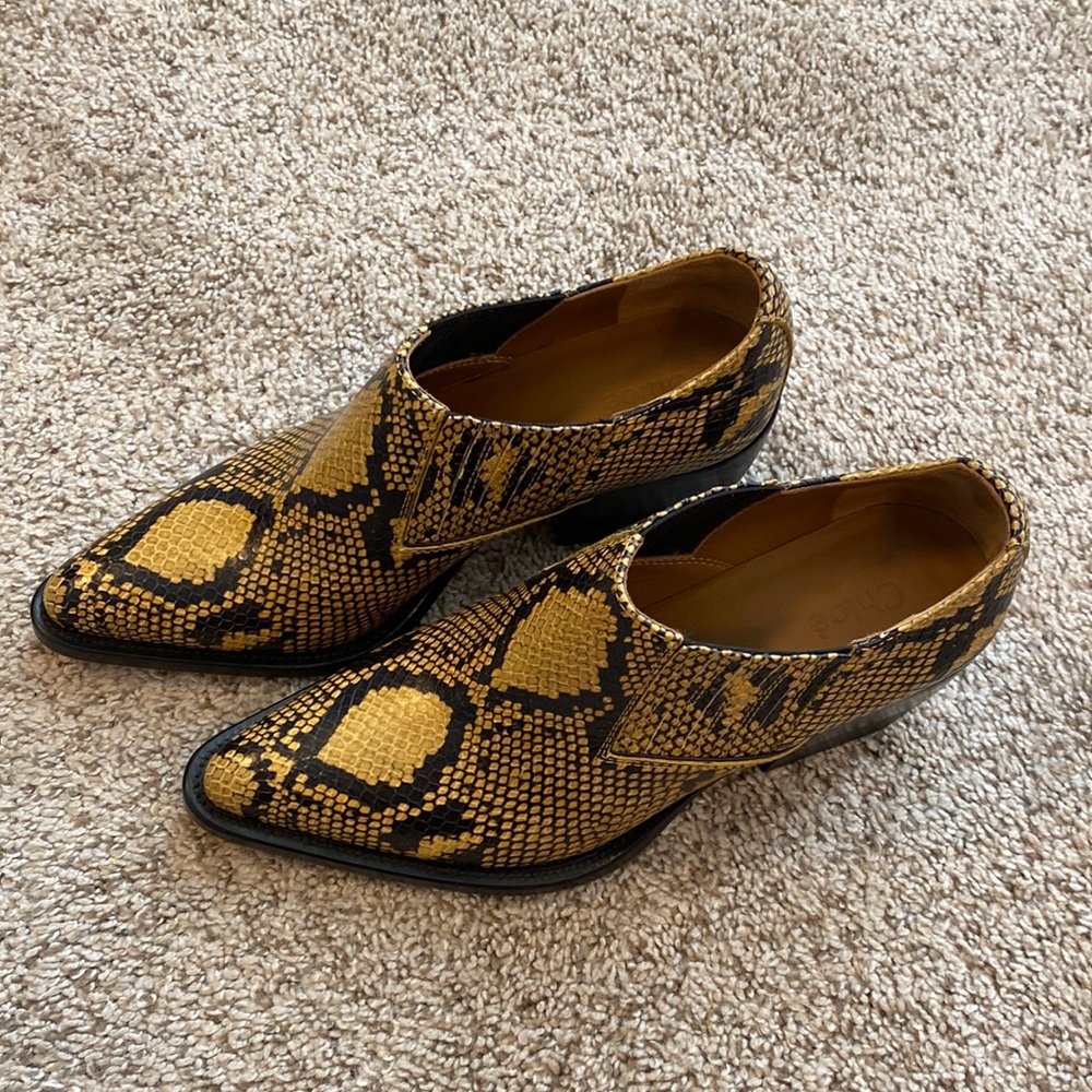 Chloe yellow snakeskin bootie size 38